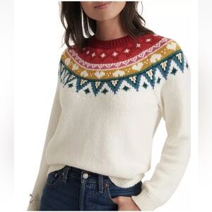 Marine Layer Archive Alpine Rainbow Fair Isle Sweater Size XL Wool Alpaca Heart